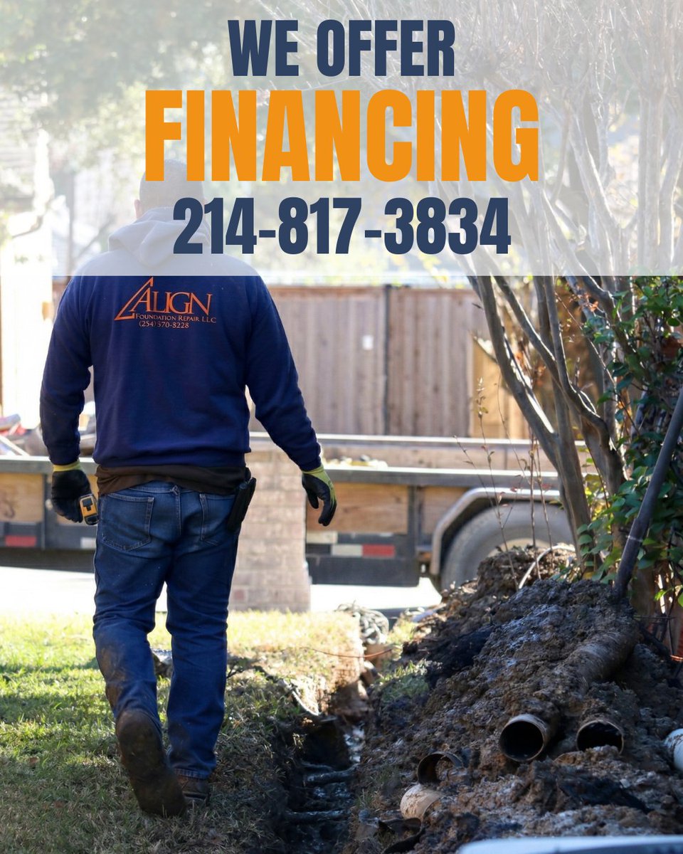 AlignFoundation's tweet photo. We know foundation repair is a major investment, and sometimes the timing is not perfect for your budget.
We offer flexible financing and competitive monthly payments to make the process stress free. Protect your home now! 🏠
View our plans:
👉 https://t.co/mjanHX2OVc https://t.co/ZQcjX1s1yf
