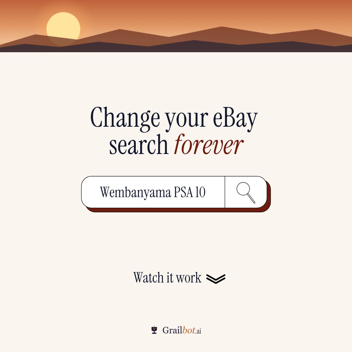 GrailbotAI's tweet photo. 3 minutes of setup with GrailBot will change how you search eBay forever. 

If you're tired of manually searching, and missing rare cards, great deals, or PC cards, see how easy it is to get your watchlist automatically filled with what you're collecting 🧵👇 https://t.co/fyAlYuCNG4