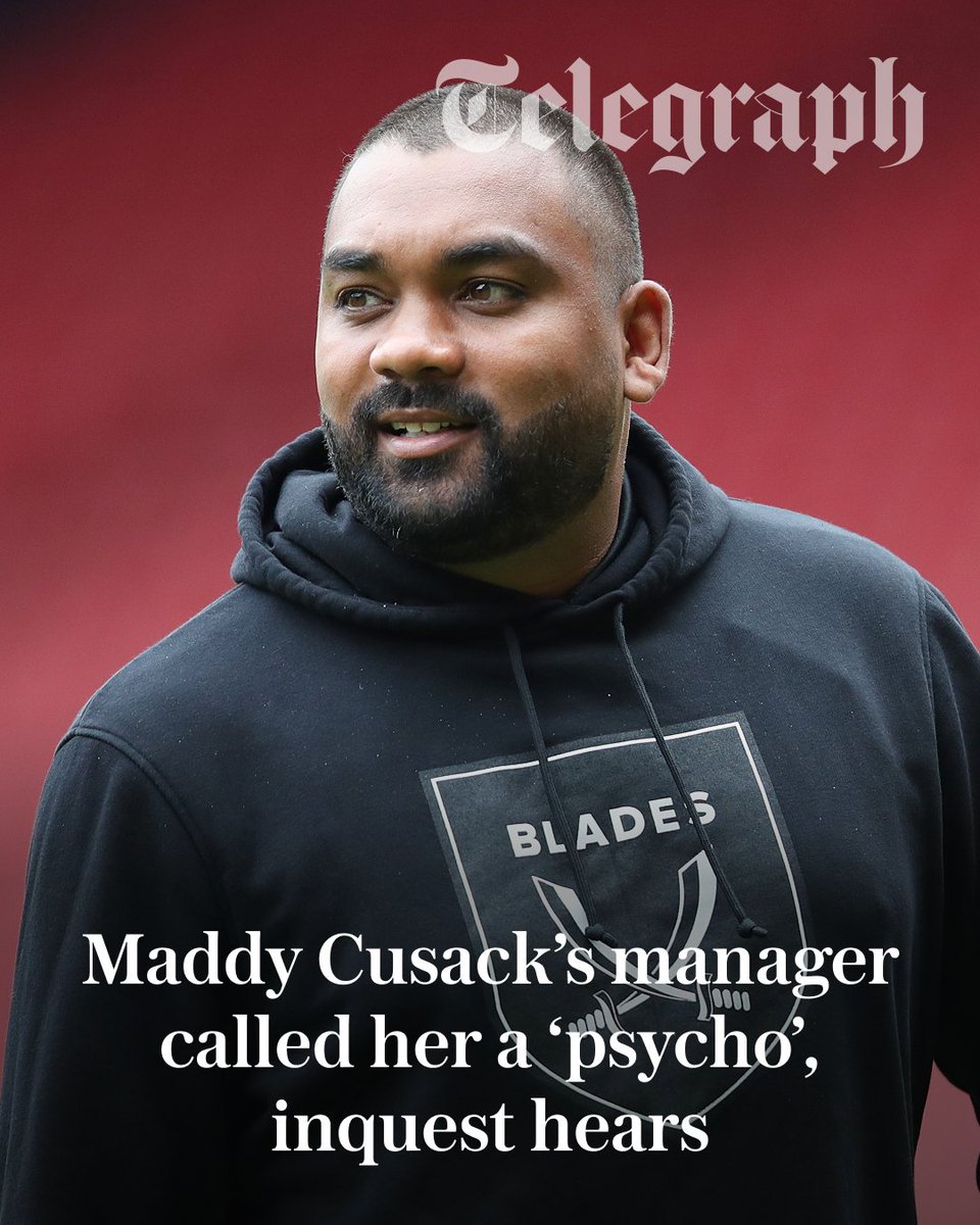 TeleFootball's tweet photo. The inquest into Maddy Cusack’s death was briefly halted on Tuesday amid a tearful testimony from her girlfriend, who alleged the player was called a “psycho” by her former manager.

Cusack, the former Sheffield United vice-captain, took her own life on September 20, 2023. Her family has maintained that she did not experience any mental health problems until she started to suffer from serious depression around the time Jonathan Morgan took charge of the team. Morgan has consistently denied any wrongdoing.

Cusack’s girlfriend, Grace Riglar, broke down in tears while being cross-examined by Morgan, who is representing himself.

@KathrynBatte reports from the inquest ⬇️
https://t.co/ogbJtVEKf2