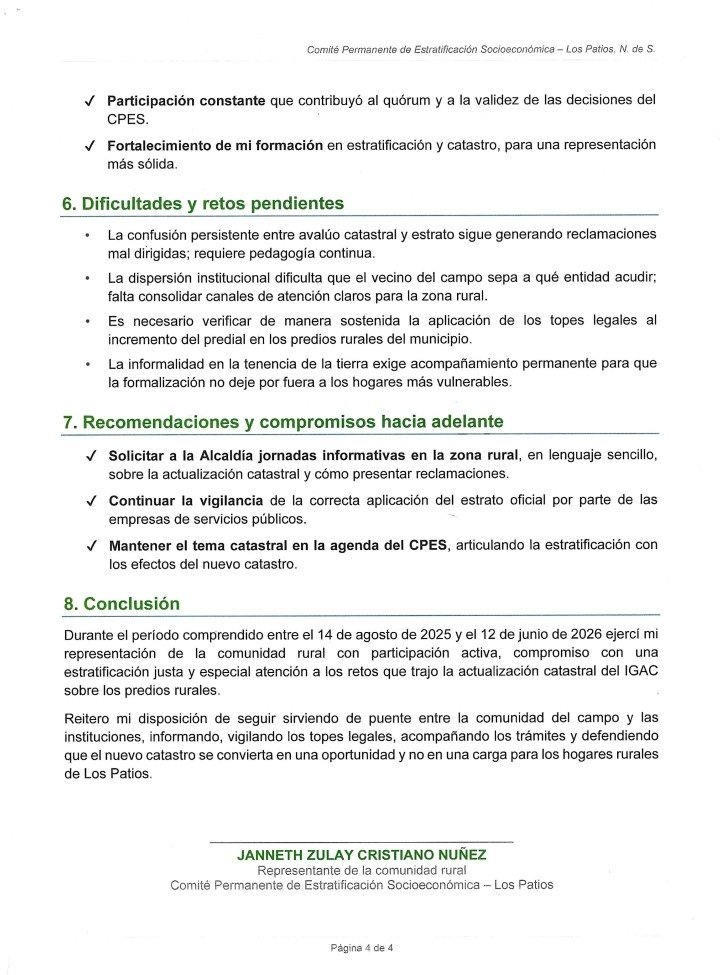 VeredaCorozal's tweet photo. Informe de gestión para conocimiento de la comunidad   realizado por la representante rural en el comite permanente de estratificación socioeconómica (CPES) del mpio de #LosPatios siempre estaremos atentos a defender derechos ciudadanos rurales #MarioOtero #LiderazgoAuténtico https://t.co/GFuoQ5uBMx