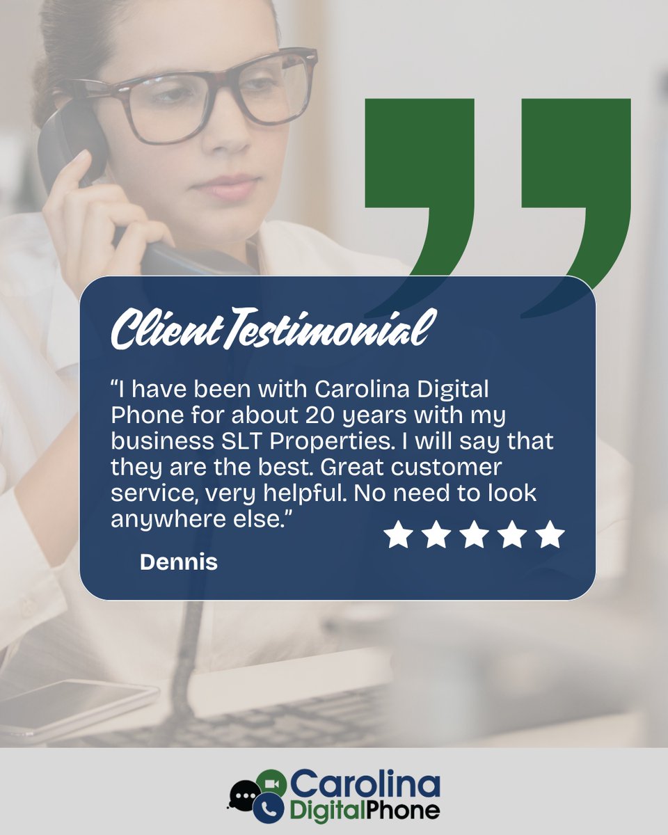 PBXinTheCloud's tweet photo. A successful communication system is about more than technology. It's about having a partner who helps make implementation smooth and supports your business long after installation.
#CustomerReview #ClientFeedback #CarolinaDigitalPhone #BusinessSupport #CloudPhone #VoIPSolutions #GreensboroBusiness #ReliableService #CustomerExperience #BusinessCommunication