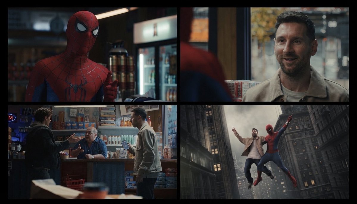 BarcaWorldwide's tweet photo. Messi came looking for Spider-Man just to show him who the real main character is 🤣🐐 https://t.co/KXi1Nf3qFz