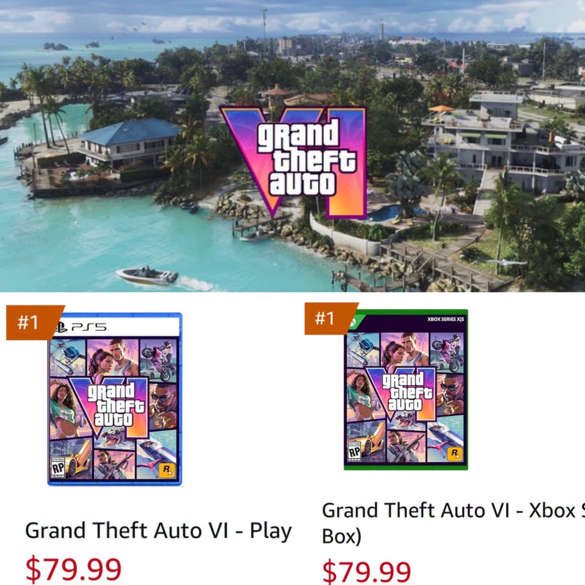 eXtas1stv's tweet photo. ¡La locura por GTA VI no tiene sentido! 💥

En muchísimos países ya se convirtió en el juego más vendido de la PlayStation Store y la XBOX/Microsoft Store e incluso la edición física en Amazon. 

A pesar de toda la funa que hay con el precio y los contenidos de la versión base y la ultimate, las dos ediciones están rompiendo el top ventas solo con las reservas.