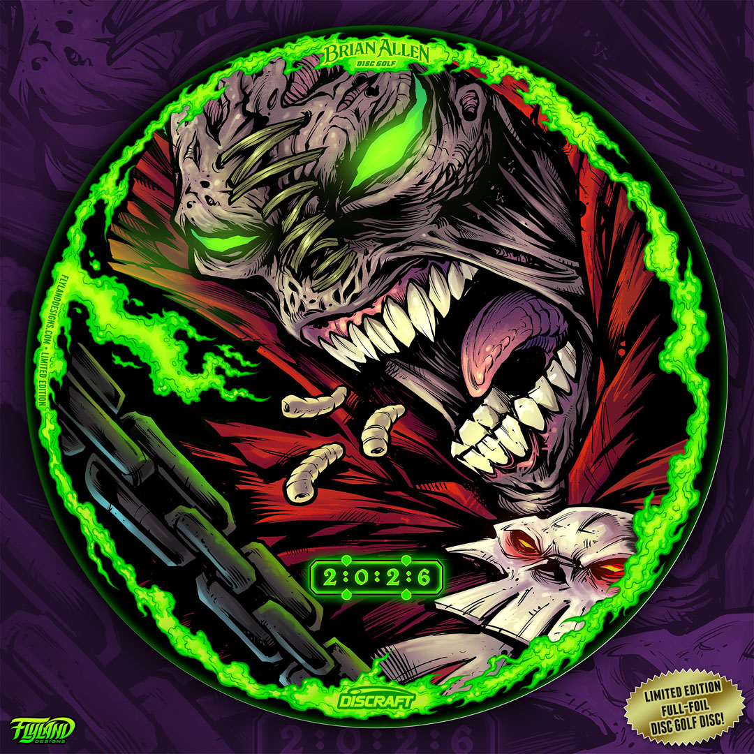 flylanddesigns's tweet photo. Wanted to share my new LE Foil Disc Golf Disc - a tribute to Spawn I drew. I grew up with the comics - loved the cheesy movie and HBO animated series.
#spawn #discgolf4life #discgolf #discgolfdaily #discgolfer #discgolfislife #frisbeegolf #discraft https://t.co/T6xffcMFBE