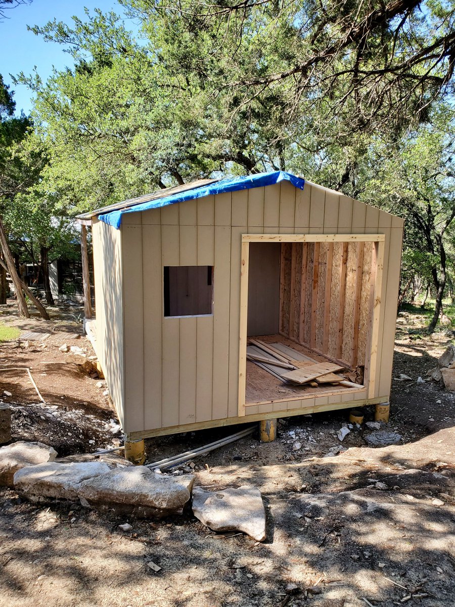 virtuosobuilder's tweet photo. Our clients wanted extra storage on an existing shed on their property. We doubled the size of the existing shed and wouldn’t have been complete without accents of Texas A&amp;M Aggie Maroon paint for this Alumnus. Look to see the progress photos all the way to the finished product. https://t.co/jgI42Zs3Ks