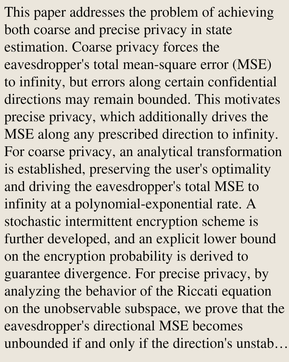 SystemsAndCtrl's tweet photo. Privacy-Aware State Estimation: From Coarse to Precise Privacy Protection

Zhongyao Hu, Jason J. R. Liu, Jun Shang, Bo Chen, Zhan Shu
https://t.co/qMaxHkEvpB [𝚎𝚎𝚜𝚜.𝚂𝚈 𝚌𝚜.𝙸𝚃] https://t.co/IjZw8gzM0K