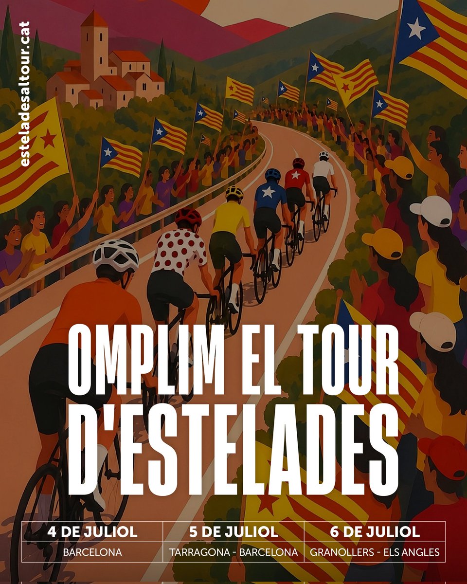 CDRCatOficial's tweet photo. No omplim d'estelades el Tour francès per rebre'l, sinó per mostrar que som nació. Ni França ni Espanya, #PaïsosCatalans https://t.co/75CI6Poiov