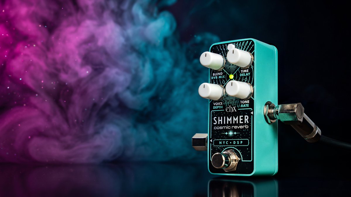 EHX's tweet photo. Like a celestial haze from far off galaxies, the EHX Pico Shimmer Cosmic Reverb adds expansive atmospheres of tonal curiosity to your sound. Learn more at https://t.co/828t8zW7gs https://t.co/ohsxk8JooP