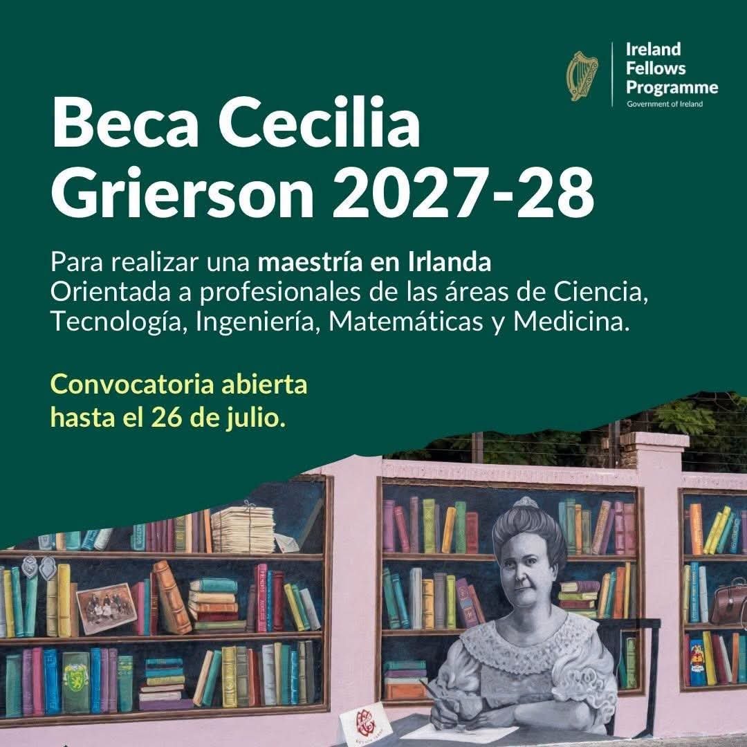 JuanHunterARG's tweet photo. Beca Cecilia Grierson 2027-2028 de la Embajada de Irlanda.

Todos los requisitos, beneficios y el formulario están en la página web:

https://t.co/2ndOdEZzg5

Consultas a: ArgentinaFellowships@dfa.ie 

Facebook: @embajadairlandaarg https://t.co/TCvTbM5uyE