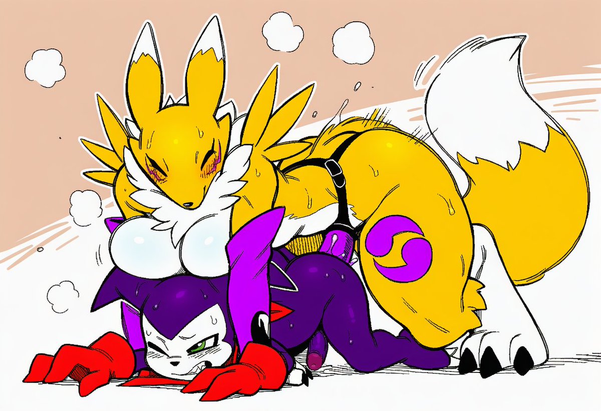 JLB5446's tweet photo. Renamon breaking in Impmon's little butt #Digimon #Renamon #Impmon #Furry #Strapon #Dildo https://t.co/4aVilJIdz0