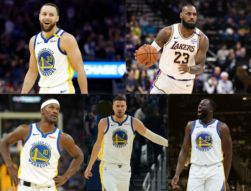 PlayersChoice_'s tweet photo. 🚨JUST IN: The 2026-27 Warriors with LeBron James would be the OLDEST Starting-5 of all-time🤯

They would have an average age of 37.2 years old😳 https://t.co/lKr4OMc9PD