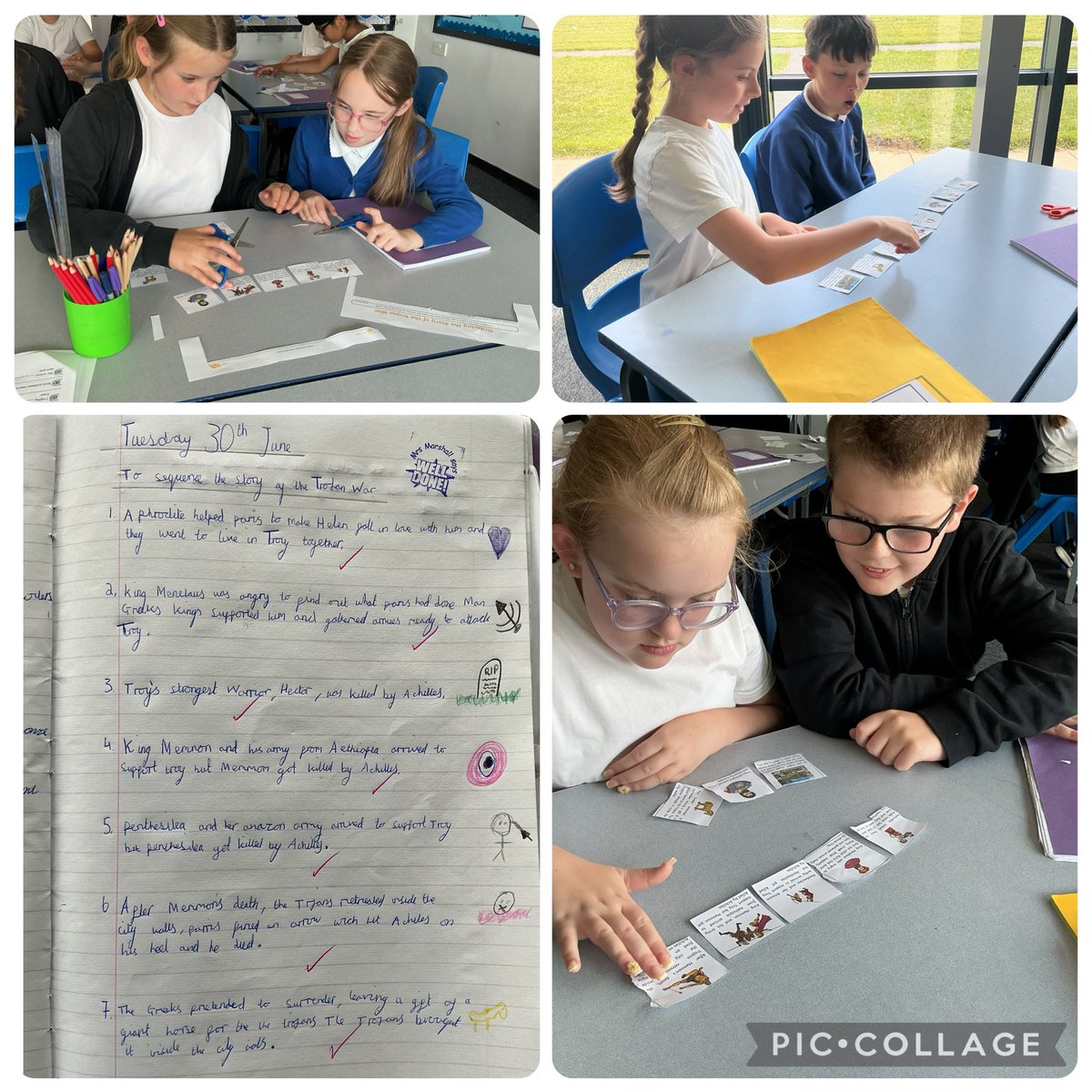 FairfieldP39708's tweet photo. This afternoon, the Y5 children explored the story of the Trojan War and used it to develop their understanding of sequencing. They sequenced the key events confidently before writing their own sequence in their history books. https://t.co/8cgH2dLMMQ
