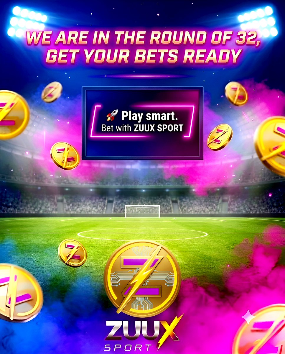 Zuuxnetwork's tweet photo. 🏆 The Round of 32 is here!

Now every match counts. Every decision can make the difference.

⚽ Analyze. 📊 Choose. 💰 Bet with ZUUX.

Don't let the World Cup pass you by without experiencing all the excitement.

🔥 Be smart. Experience the Round of 32 on Zuux Sport.

#ZUUX #ZuuxSport #WorldCup #Crypto #Football