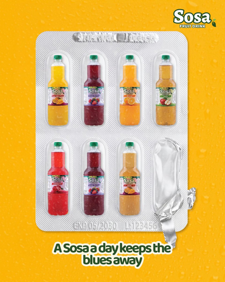 Sosafruitdrink's tweet photo. Not your regular prescription; just daily doses of fruity happiness.   

Pop one bottle, take a sip and feel the mood shift instantly.  

Side effects may include: instant joy, zero stress and repress cravings 😋📷 🫢 https://t.co/yvRnzixVTu