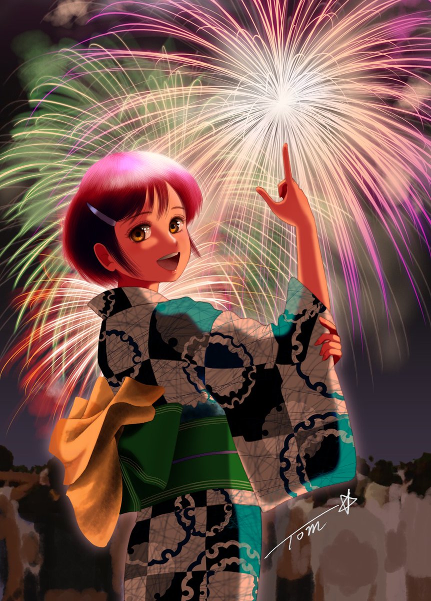 yolozyaTOM's tweet photo. 🟩看板娘が交代しました🟦
《7月、ど・どーん。夜空に花開く。》
▼この絵の制作記はブログ
https://t.co/vcDNjA4GZc に
✖には #1日一点とにかく描く タグで新旧一次二次作を毎日UP中♬
⋯ちう事で🙇今月もよろしうに♥
#新しいプロフィール画像
#7月になったのでフォロワーさんに自己紹介しようぜ https://t.co/75GrdaxKzd