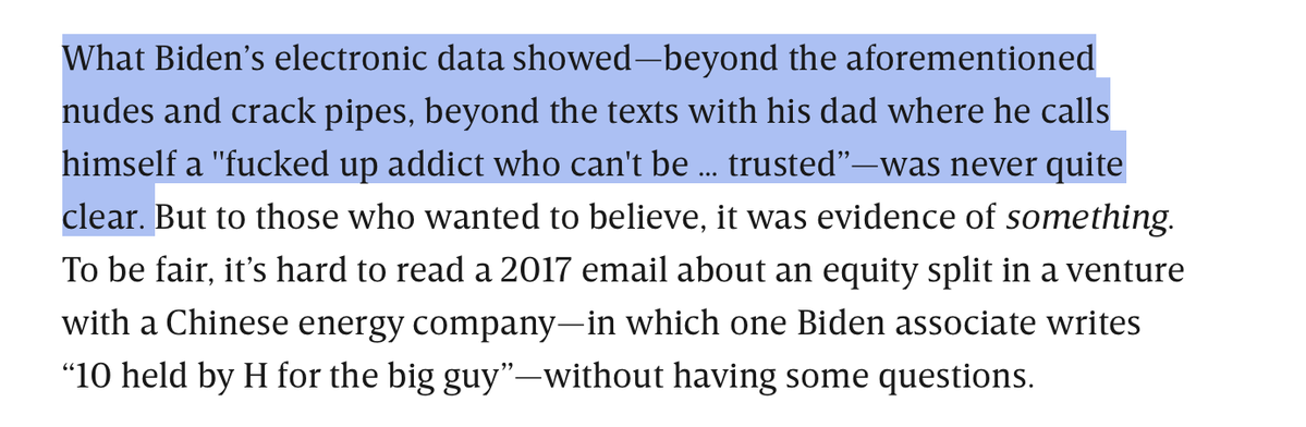 MarcoPolo501c3's tweet photo. The lazy & dishonest "writers" (@kellymakena et al) at @WIRED do their best to polish the turd that is @JoeBiden's son. 

One of the dumbest claims? "What Biden's electronic data showed ... was never quite clear." First off, it's not @HunterBiden's data. No one with honesty states tht.

Secondly, what the data shows is actually quite clear. He's a criminal who—along w his "business" associates committed hundreds of felonies. Read more here: https://t.co/36Ijeikhir