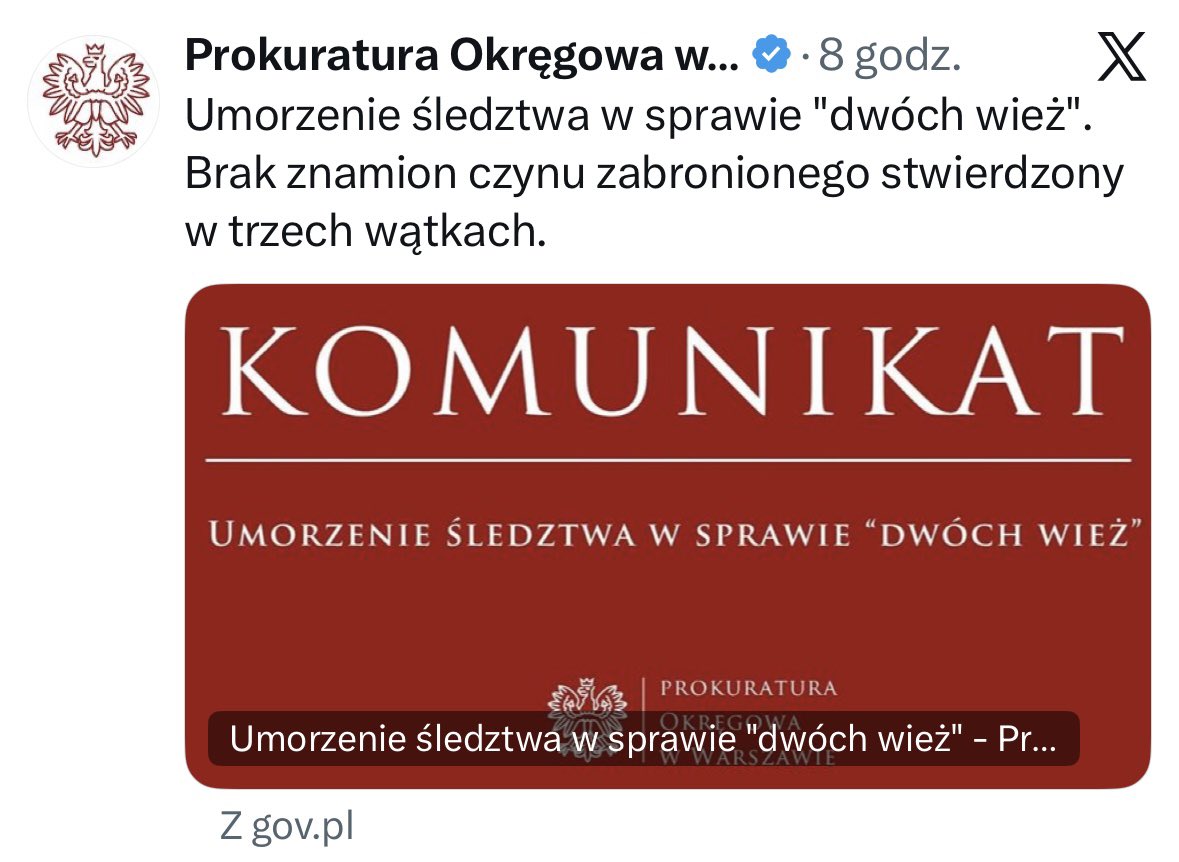 patriokrata's tweet photo. 8 lat widzieliśmy jak władza niszczy nasz system prawa, brutalnie traktuje kobiety i osoby LGBT, oszukuje, kłamie, kradnie i jak bardzo czuje się przy tym bezkarna! 

Teraz widzimy jak nikt za to nie ponosi żadnej odpowiedzialności! 

„Umorzona sprawiedliwość”… 🤦
#DwieWieże https://t.co/81xHcPh95U