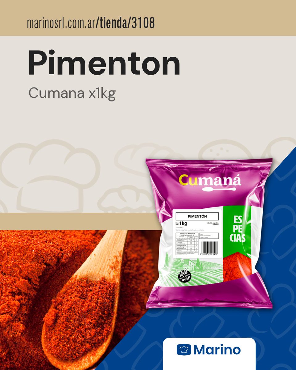 marinosrl's tweet photo. Pastelero, realza tu sabor. 🌶️ Pimentón superior. ¡Compra! https://t.co/NXt0f2kiYu
