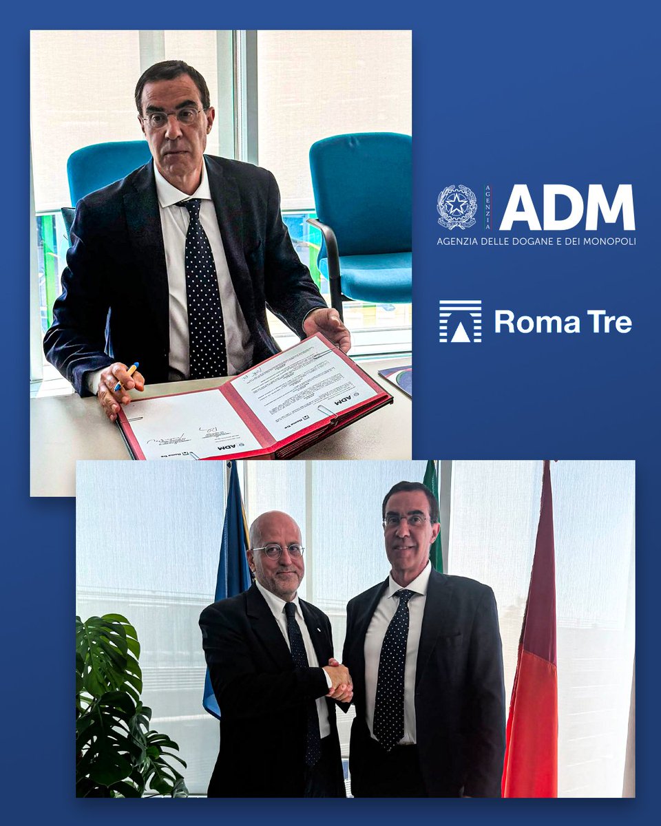AdmGov's tweet photo. Il Direttore di ADM, Roberto Alesse, e il Rettore di @univroma3, Massimiliano Fiorucci, hanno firmato, oggi, un Accordo di collaborazione con al centro innovazione, ricerca e formazione.
 
Leggi il comunicato: https://t.co/wjNXlrJxhk https://t.co/Lpaxs1RLnp