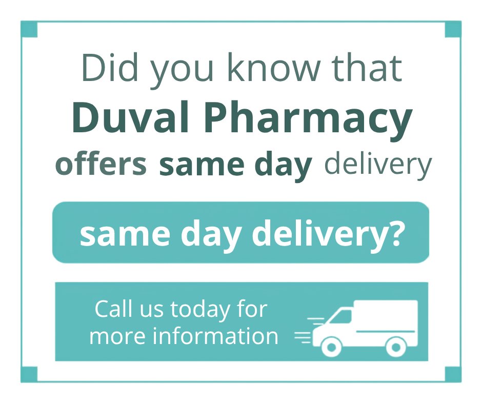 duvalpharmacy's tweet photo. Need quick health support? Duval Pharmacy offers Same Day Delivery for your convenience! Your wellness is our priority. Call us today at 904-696-8882 📞💊 #HealthFirst #SameDayDelivery https://t.co/uftSLwGlFo