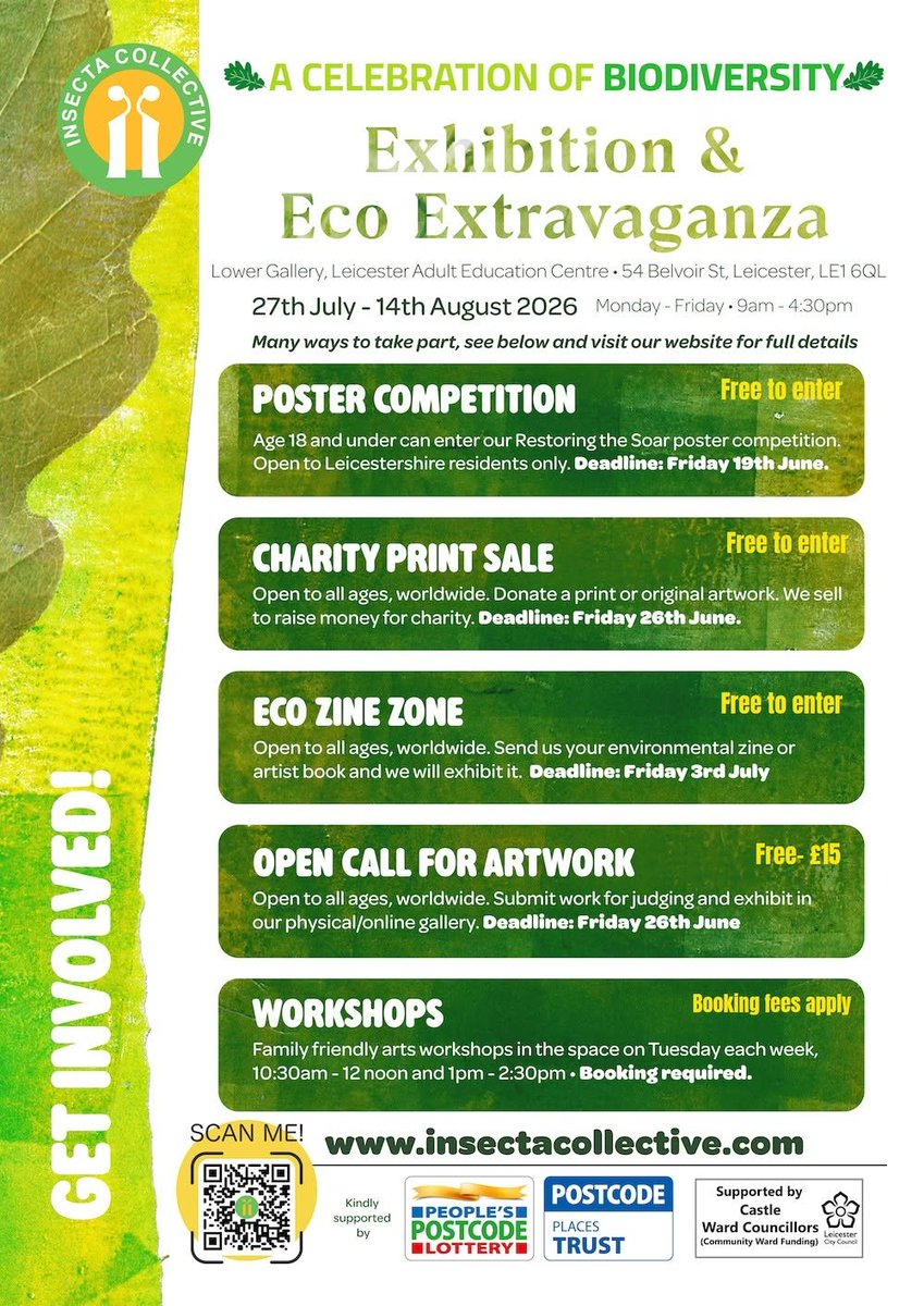 ClimateReadyLCC's tweet photo. 📚 Got a zine or artist book on the environment?
Submit it to the Eco Zine Zone!
✅ Open to all ages, worldwide
🌿 Your work will be exhibited
🗓️ Deadline: Friday 3 July
Share your eco-story with Leicester 🌍
#ZineCulture #ClimateAction #Leicester https://t.co/ntwht2GVR5