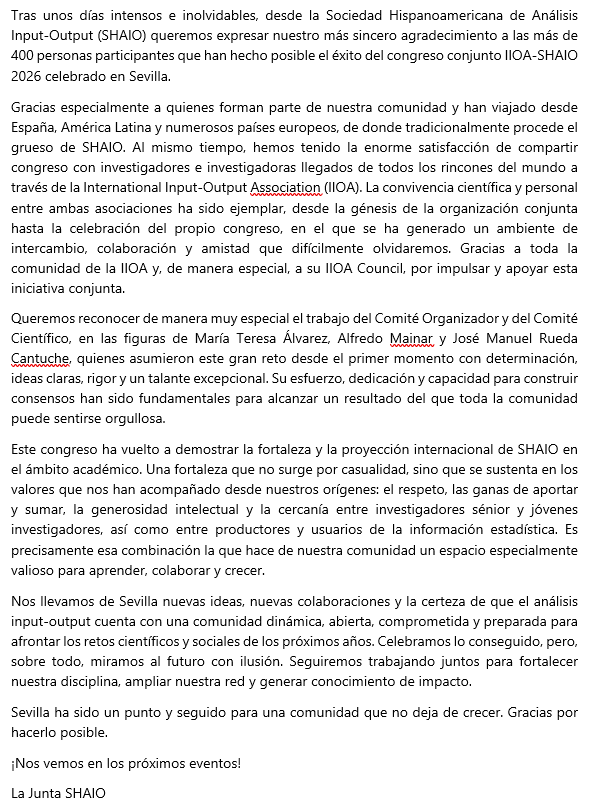 SHAIO_1's tweet photo. Gracias a todas las personas que hicieron posible el éxito de la Conferencia conjunta IIOA–SHAIO 2026 en Sevilla.

Más de 400 participantes, grandes debates y nuevas colaboraciones.

Mensaje completo en la imagen 👇

#IIOA2026 #SHAIO2026 https://t.co/CcX7OEuBA7