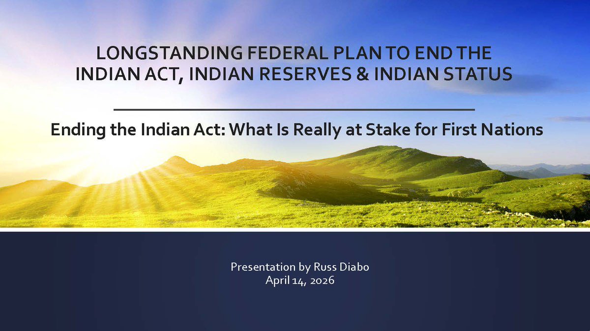 RussDiabo's tweet photo. Tomorrow is July 1st, UNSETTLING CANADA DAY, so I thought I'd reshare this presentation!

#RiseUp #WiseUp 

LONGSTANDING FEDERAL PLAN TO END THE INDIAN ACT, INDIAN RESERVES &amp; INDIAN STATUS 

Ending the Indian Act: What Is Really at Stake for First Nations 1/6 https://t.co/wN26VxCxdT