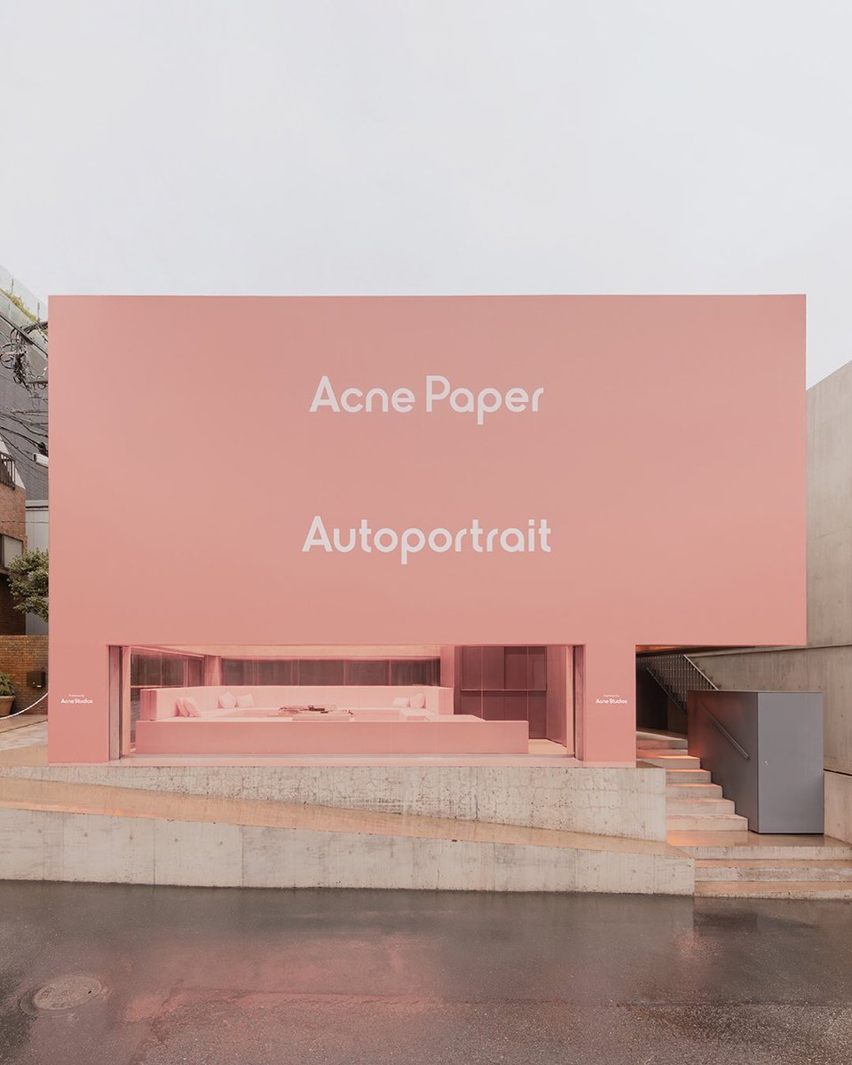acnestudios's tweet photo. Pink paper libraries in Paris, London and Tokyo for Acne Paper Autoportrait, celebrating the creative atmosphere that has shaped the house over thirty years. https://t.co/eXKf7UePom