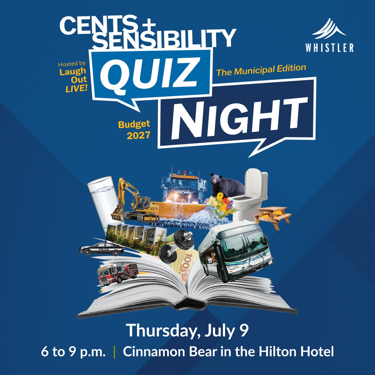 RMWhistler's tweet photo. Save the date! The third annual RMOW Quiz Night is happening Thursday, July 9 at the Cinnamon Bear in the Hilton Hotel. 

Hosted by Whistler’s own Laugh Out Live. 

RSVP ➡️ https://t.co/xulXLngQ4M https://t.co/DztzysGcr4