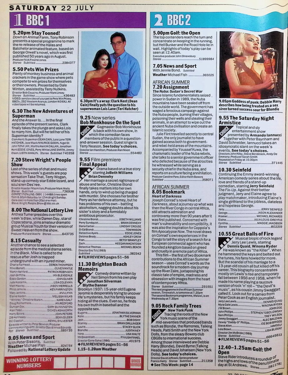TvDidYouSee's tweet photo. #OnThisDay 22 July 1995 ๐บTV Listings
#AntAndDec appear on both FULLY BOOKED and SCRATCHY AND CO.
#ShaniaTwain joins THE BRIAN CONLEY SHOW.
#BobMonkhouse ON THE SPOT returns.
Time for #DebbieHarry and #Blondie in ROCK FAMILY TREES.
Vintage Thames with CALLAN and BLESS THIS HOUSE. https://t.co/Xjle4p22ex
