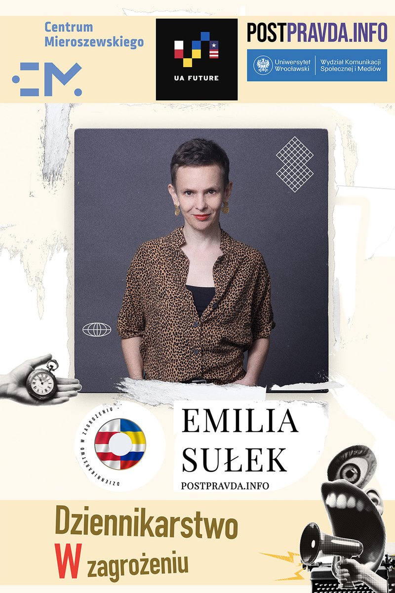 PostPravdaInfo's tweet photo. 🌎💬 Antropolożka i reporterka, Emilia Sułek dołącza do Zespołu #DreamTeam realizującego projekt #DziennikarzeWZagrożeniu w @PostPravdaInfo, który finansowany jest ze środków Centrum Mieroszewskiego @MieroszewskiPL i przy współpracy z @uniwroc. 

🎙️ Emilia sama mówi o sobie, że myśli i pisze o Azji Środkowej oraz o Europie Wschodniej. Dziś mniej porusza się wśród murów uniwersytetu, a częściej można spotkać ją w terenie i na łamach polskiej oraz międzynarodowej prasy. 

🟢 Kim jest Emilia Sułek? 

📌 Absolwentka @UniWarszawski, obroniła doktorat z antropologii Tybetu na @HumboldtUni Universität zu Berlin. Przez wiele lat wykładała na uniwersytach w Zurychu i Fryburgu.
📌 Pracowała w krajach takich jak Białoruś, Ukraina, Tadżykistan, Kirgistan, Kazachstan, Uzbekistan, Mongolia, Mołdawia i Chiny. Pisze też o Polsce. 
📌 Na podstawie własnych badań terenowych napisała książkę "Trading caterpillar fungus in Tibet" (Amsterdam University Press). 
🟡 W czerwcu 2026 roku opublikowała "Baranie oko. Reportaż z Kirgistanu" (@CzarneWyd). Książka otrzymała Gliwicką Nagrodę Literacką. 
📌 Publikowała między innymi w @oko_press, @gazeta_wyborcza, @Polityka_pl, Piśmie, @guardian, @newlinesmag, @meduzaproject, Die @Wochenzeitung  i @NZZ Neue Zürcher Zeitung.
📌 Za reportaż o reformie systemu opieki w Ukrainie nagrodzona Recherchepreis Osteuropa. 

🔴 „Dziennikarze w zagrożeniu”. Co to takiego? 

📌 Projekt finansowany jest ze środków Centrum Mieroszewskiego @MieroszewskiPL przy współpracy z Uniwersytetem Wrocławskim @uniwroc, a konkurs na jego realizację wygrała Fundacja @uafuturecharity w ramach portalu @PostPravdaInfo, walczącego z dezinformacją i propagandą. 

📌 Przez najbliższe kilka miesięcy będziemy zbierali relacje i publikowali historie dziennikarzy i dziennikarek ukraińskich, opozycyjnych białoruskich i rosyjskich reporterek i reporterów, którzy ze względu na swoją pracę oraz sprzeciw wobec reżimów znaleźli się w niebezpieczeństwie, zostali poddani represjom, musieli uciekać ze swoich ojczyzn lub zostali uwięzieni albo zamordowani, jak Wiktoria Roszczyna z Ukrainy 🕯️🙏 

🔴 Pierwsze publikacje przewidujemy już w lipcu. Czytajcie portal @PostPravdaInfo! 

🎓 Projekt zakończy się dwudniową konferencją w gmachu Wydziału Komunikacji Społecznej i Mediów Uniwersytetu Wrocławskiego. Zapraszamy w październiku. 

#CentrumMieroszewskiego #PostPrawda #PostPravda #UniwersytetWrocławski #Dziennikarstwo #KorespondentWojenny #WojnaOPrawdę #NaWojniePrawdaUmieraPierwsza #NieLękajcieSię #TheForceIsWithUs