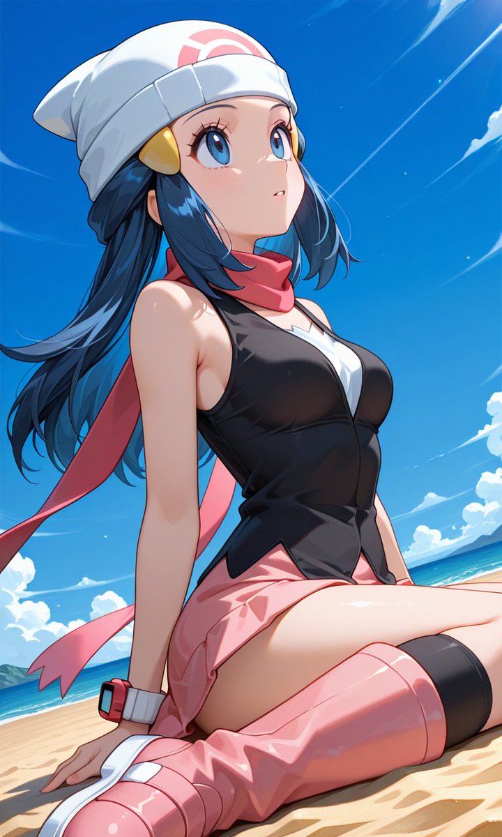 masterex_iart's tweet photo. Dawn / Hikari (ヒカリ) - Beach Day 💙☀️
Sinnoh Coordinator enjoying a perfect summer day by the sea...
That golden hour glow hits different ✨
#Dawn #Hikari #ヒカリ #Pokémon #PokemonAI #AIArt #AIイラスト #Beach #SummerVibes #nsfwtwtًً #sfw https://t.co/Z8BFexJSYU