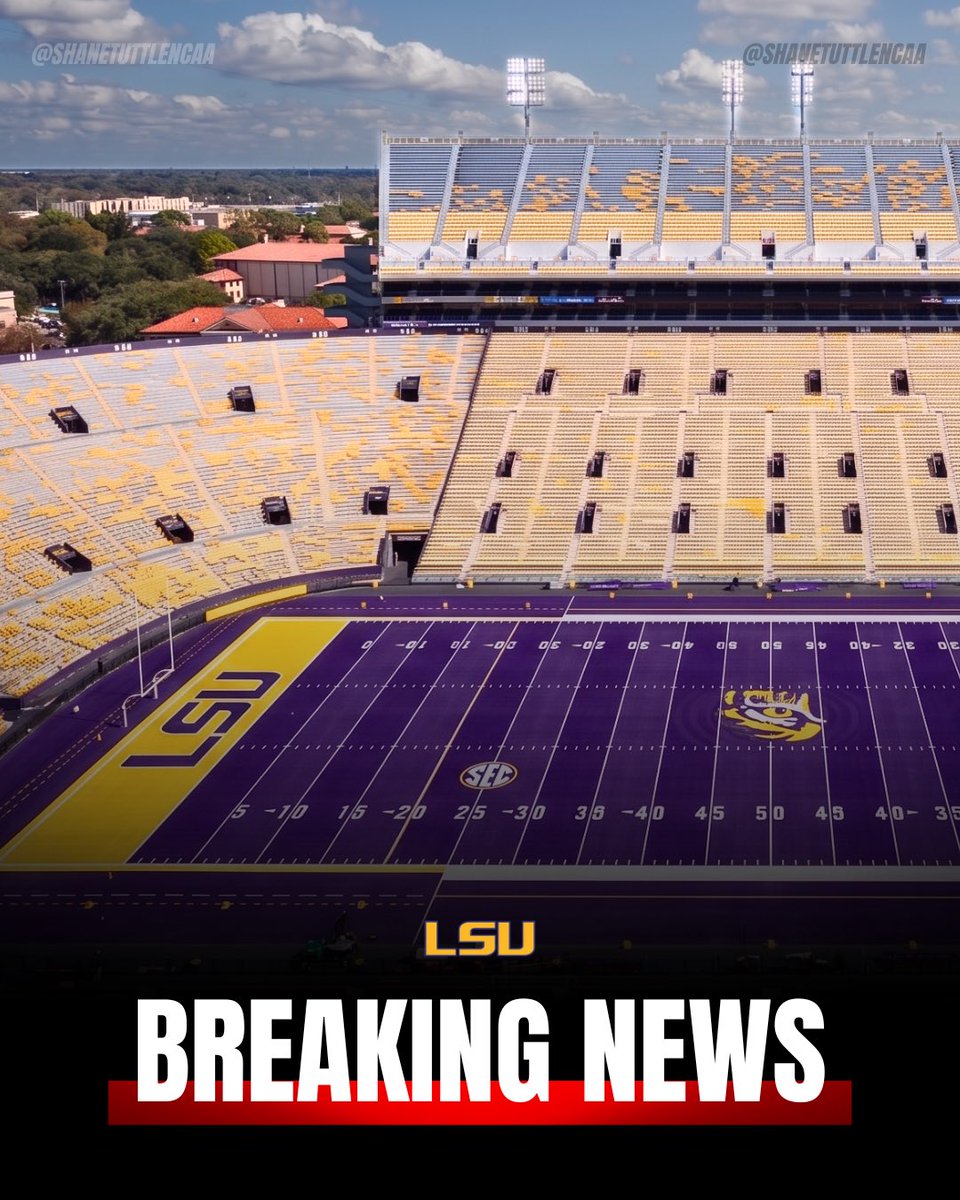ShaneTuttleNCAA's tweet photo. NEWS: LSU announces that Tiger Stadium will transition to purple turf ahead of the 2026 football season.

They will become the fourth FBS program to feature a non-green football field. https://t.co/wx85MzxUlh
