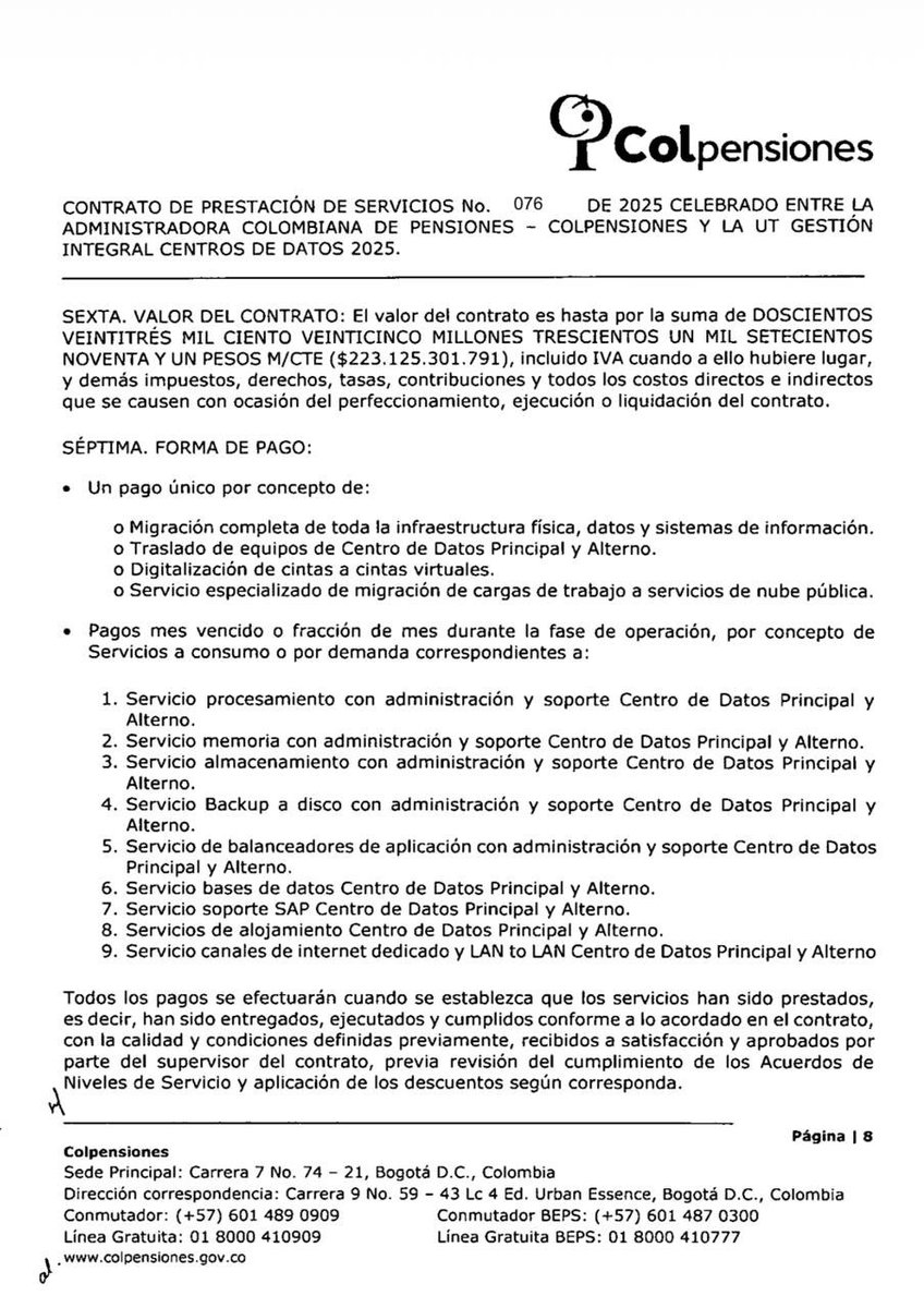 PalomaValenciaL's tweet photo. #ATENCIÓN Colpensiones suspendió súbitamente la atención al público, presencial y digital, durante casi una semana. 

Esto afecta todos los trámites de los usuarios, incluidos los traslados de régimen cuya fecha límite es el 16 de julio. 

Lo que hay detrás es increíble: un contrato de $223.125 millones firmado en septiembre de 2025 para migrar toda la información de la entidad a otro servidor. 

¿Por qué Colpensiones cambió sus servicios de almacenamiento? ¿El nuevo contratista tiene cómo garantizar que la información no sea manipulada?

Estaban tan confiados en que iban a ganar, que ahora les tocó correr para ejecutar el contrato. 

La @PGN_COL debe hacer una supervisión detallada a este proceso. La información laboral de millones de colombianos puede estar en riesgo.