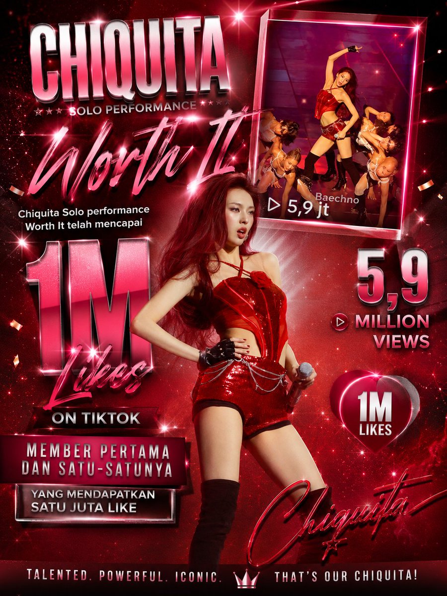 CHIQUITABASE's tweet photo. 1M likes on tiktok

Chiquita is the only solo performance who reached 1M like with 5.9M views on tiktok

#CHIQUITA #치키타 #チキータ
#BABYMONSTER https://t.co/5DDJsInDrz