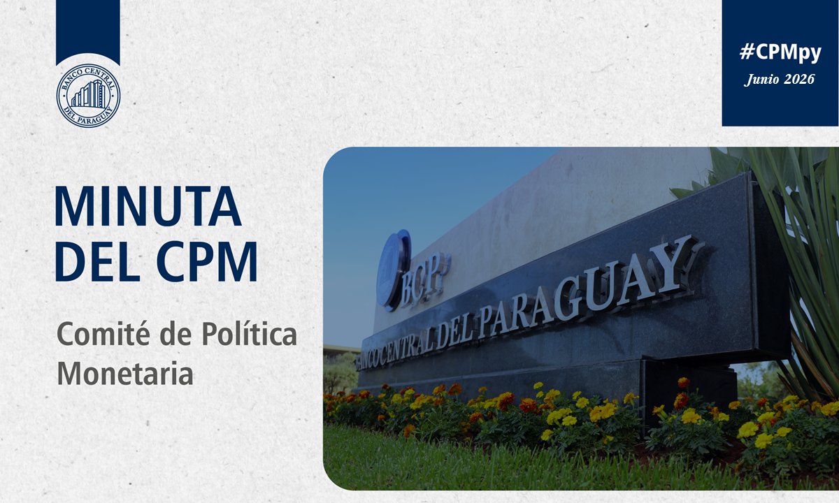 BCP_PY's tweet photo. Se encuentra disponible la minuta de la reunión del #CPMpy de junio, en la que se resolvió, por unanimidad, mantener la tasa de interés de política monetaria (TPM) en 5,50% anual.

Disponible aquí: https://t.co/R7g4wNogAH https://t.co/c1irgxR4uU