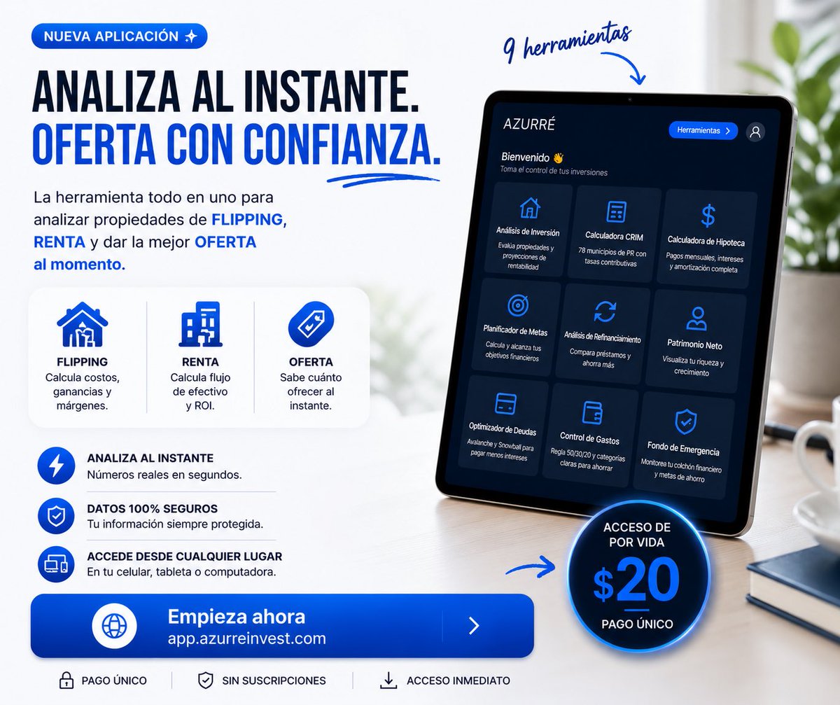 desortriv13's tweet photo. ¿Quieres saber cuánto ofrecer por una propiedad antes que otros inversionistas?

Analiza números reales al instante y toma decisiones con confianza.

https://t.co/Wz7bQPoSHx 

#fyp #viral #realestate #inversion https://t.co/6W35Rlt78g