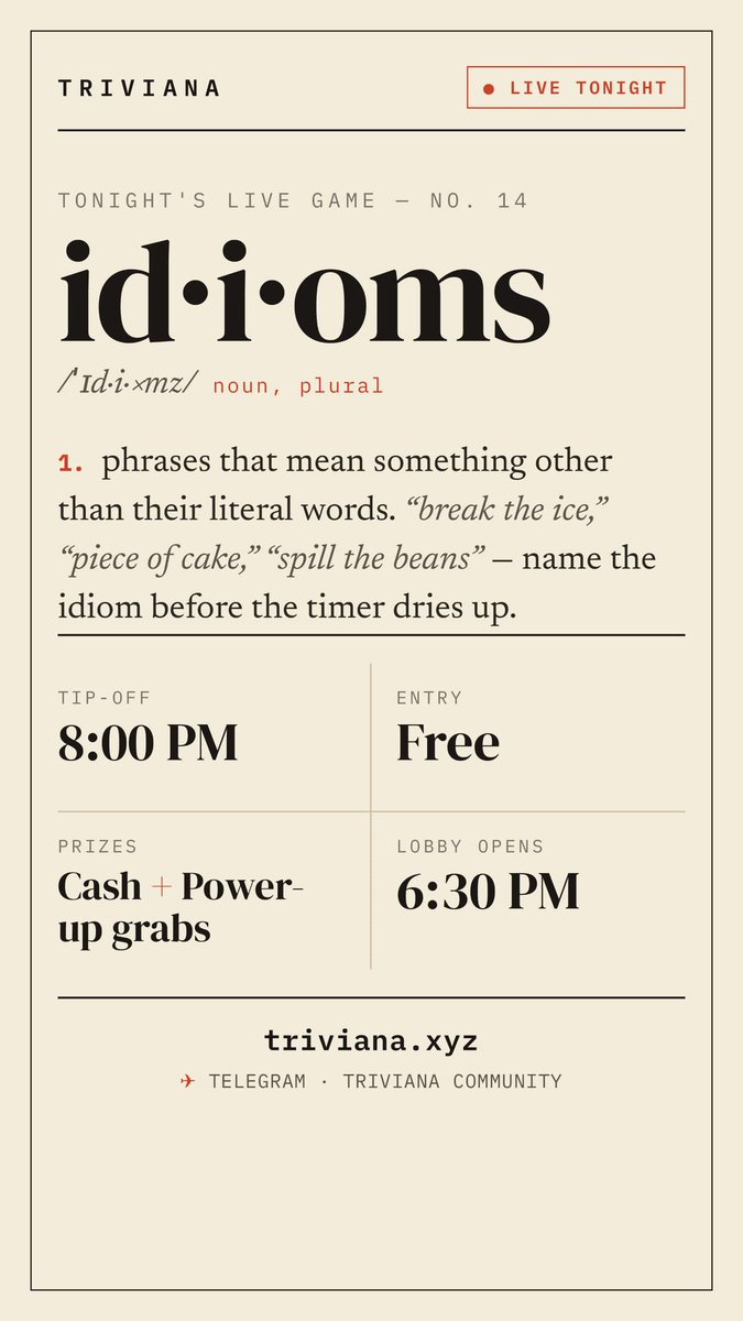 Triviana_app's tweet photo. Join us tonight 8pm. #trivia #QuizTime https://t.co/Udyy0g1xPl