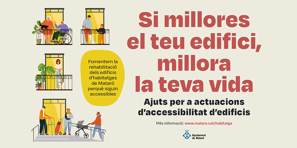 matarocat's tweet photo. 🏢 Heu de posar un ascensor o una rampa en l'edifici on vius?

👍 Ajuts per a la millora de l'accessibilitat i la supressió de barreres arquitectòniques  

📆 Es poden sol·licitar fins al 31/12, o fins exhaurir pressupost

🔗 Accés al tràmit i + info https://t.co/3Mid7XWvs6 https://t.co/5O4l1oydki