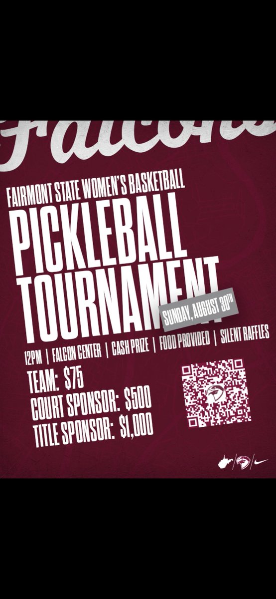 FairmontWbb's tweet photo. PICKLEBALL TOURNAMENT AUGUST 30TH! Link below to signup. 

https://t.co/ZgjnXFyVZu https://t.co/ec779v6gCA