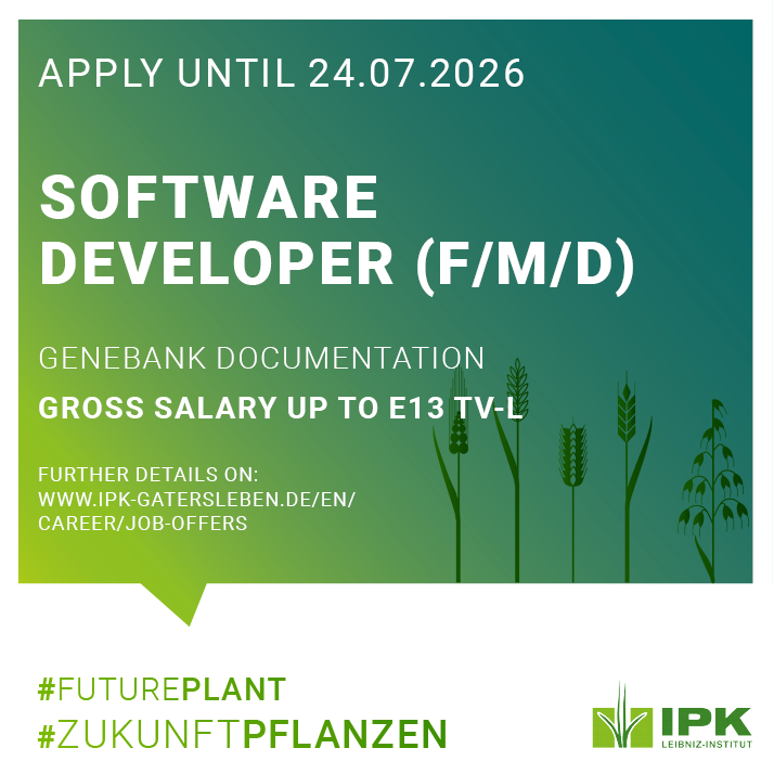 LeibnizIPK's tweet photo. You hold a master’s degree in computer science, ideally with a specialisation in software development? And you have professional experience in the area of genebank documentation and data integration? Then we have a great job offer! Interested?
Read more: 
https://t.co/neAKz7GShi https://t.co/YsC6QaYQOu