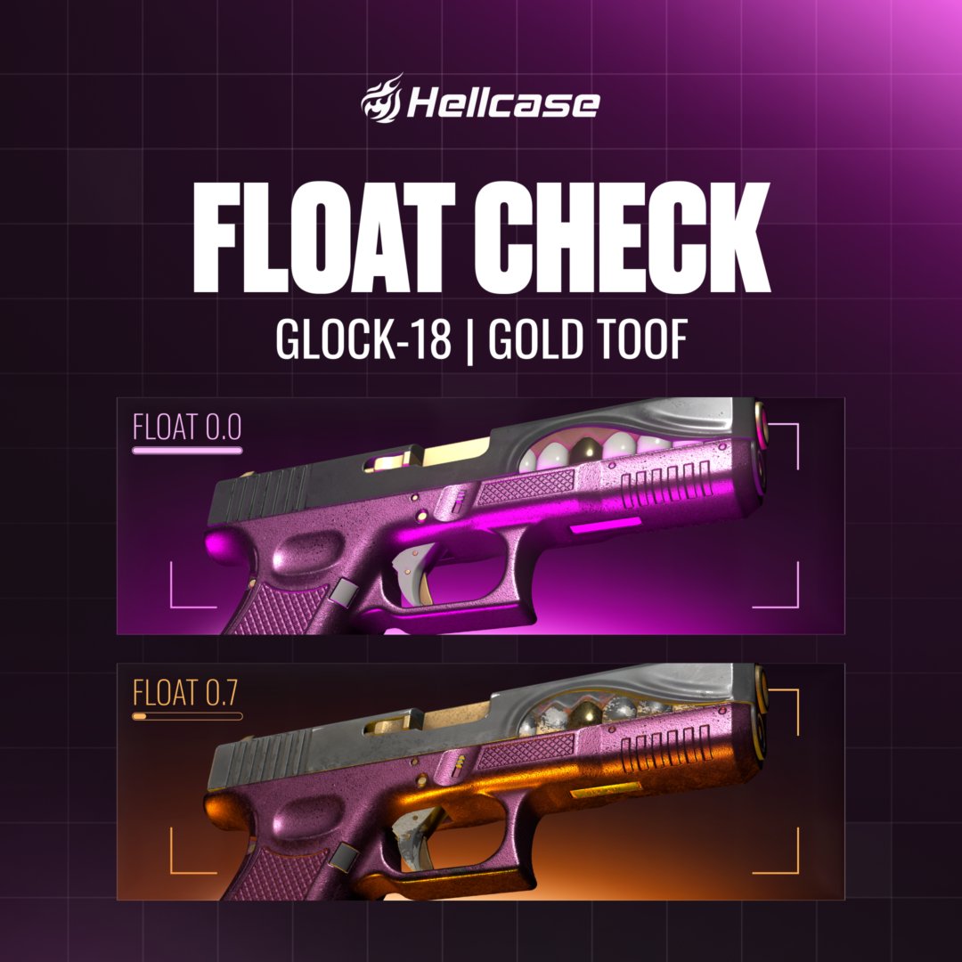 hellcase's tweet photo. 🦷 The Gold Toof hits different depending on how you treat it.

At float 0.0 — Looks like it belongs in a vault💛
At float 0.7 — Scratched, worn, battle-tested. Some people actually prefer it this way 🤷

Drop your pick below 👇 https://t.co/OFz6iIK2yE