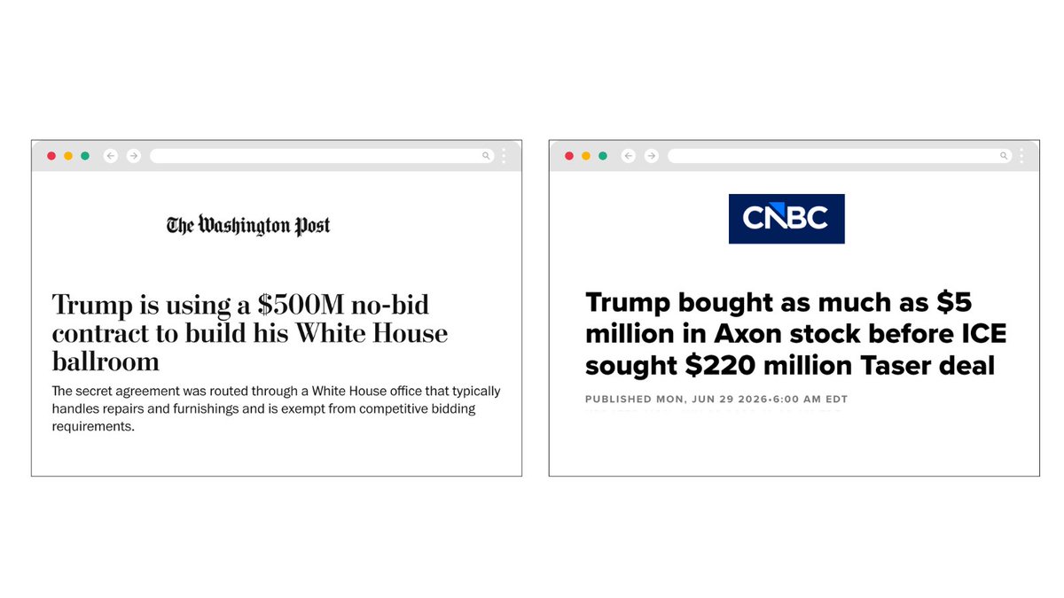 HillaryClinton's tweet photo. Another day, another round of headlines about Trump's unprecedented corruption.

And this is just the stuff there's reporting about. https://t.co/kHHe0dff0i