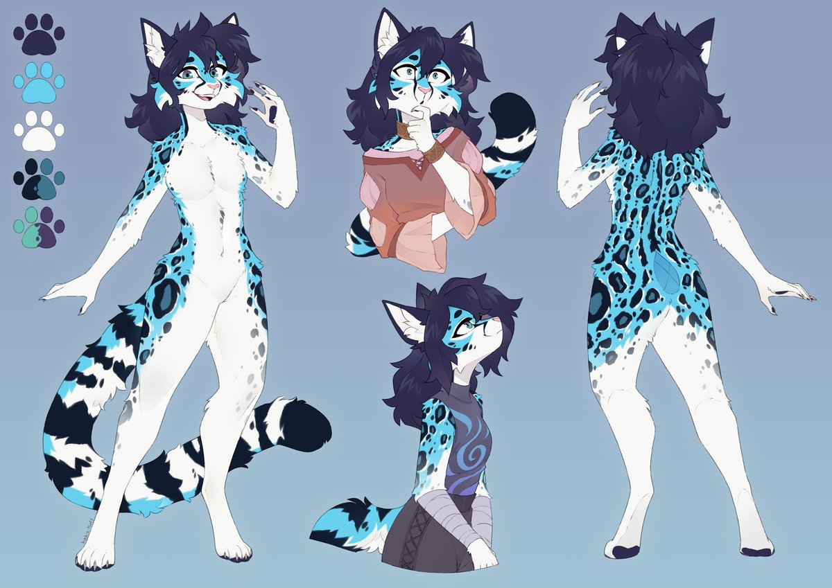 FaeKyn's tweet photo. I forgot to post this! New reference sheet from the amazing @birb_o_fluff, it's her birthday today so go check out her other works! 💙 https://t.co/N3XyZYoqAZ