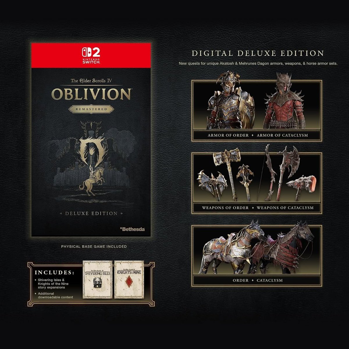 NintenGeeks's tweet photo. The Elder Scrolls IV: Oblivion Remastered ya tiene fecha de salida para el 11 de agosto en Nintendo Switch 2 y NO será Game Key Card 🗡️ viene completo en el cartucho. https://t.co/aNI0roMNs4