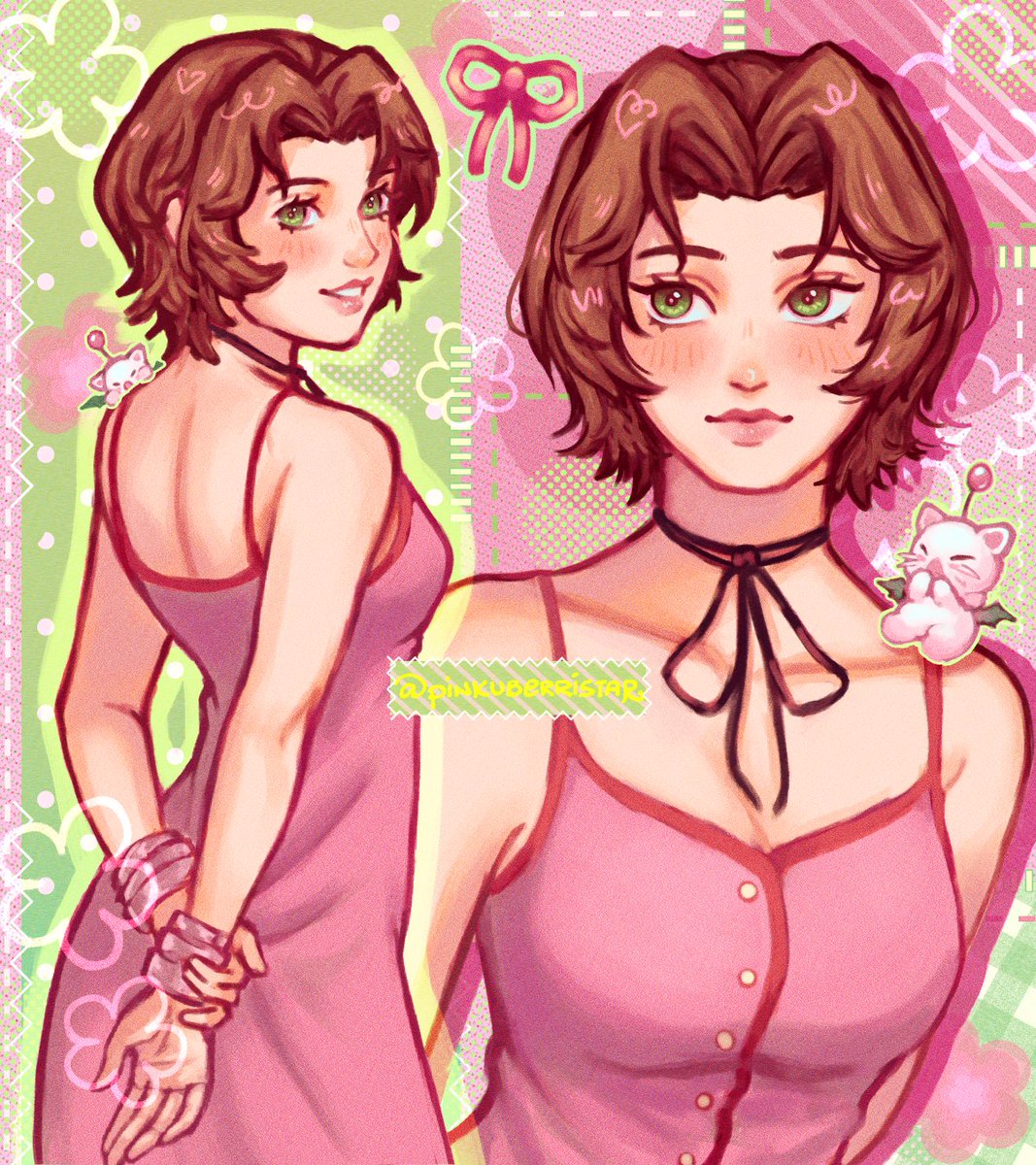 pinkuberristar's tweet photo. shes so prettyyyyyy in this hairstyle!! #aerith https://t.co/V0hSANLSAG