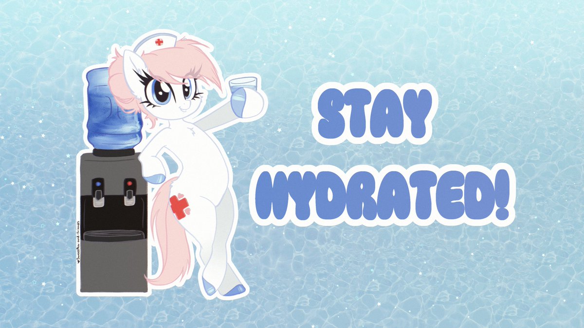 SweetPeaPonyArt's tweet photo. Nurse Redheart says you need to drink water! 

[I didn't drink any whilst doing this... the irony] https://t.co/uayZNvl3v8