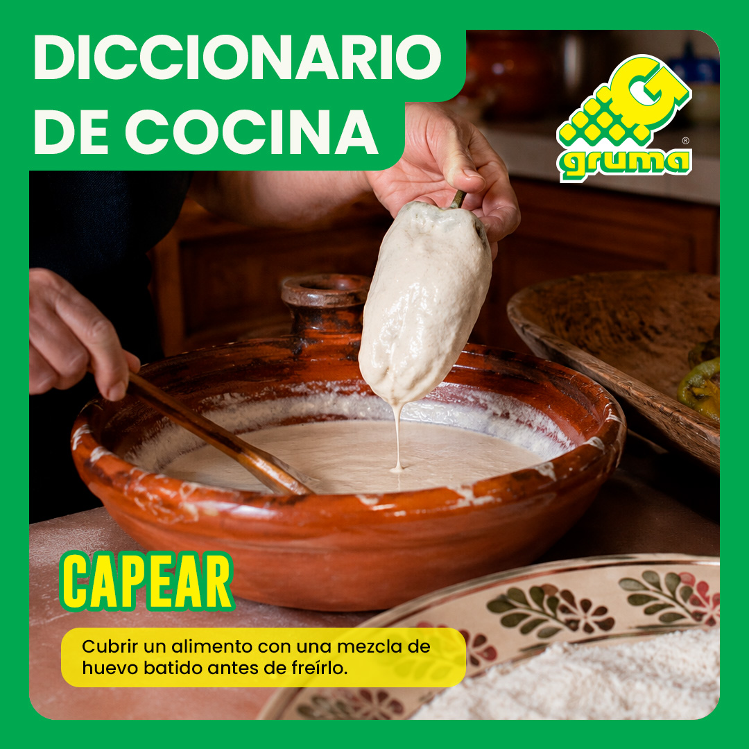 GrumaGlobal's tweet photo. Hay técnicas tradicionales que aportan textura a las recetas mexicanas:
El capeado ayuda a crear preparaciones esponjosas y llenas de sabor. 🍳
#Gruma #tradición #cocinamexicana https://t.co/bpzrFwYwv9