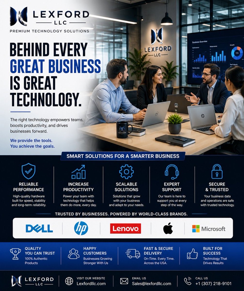 Lexfordllc's tweet photo. Behind every great business is great technology.
Smart technology drives smarter businesses.
Premium IT solutions built for growth.
🌐 https://t.co/ObjzBSAbDv
#LexFordLLC #BusinessTechnology #EnterpriseIT https://t.co/T0rHW5iiVT