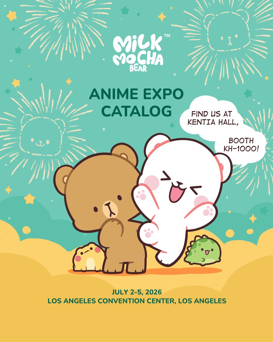 milkmochashop's tweet photo. Hello Los Angeles!
Milk Mocha Bear will be at Anime Expo this week, July 2–5! Find us at Booth KH-1000, Kentia Hall 🫶 (Map in 🧵)

Be the first to get our NEW Milk Mocha Matcha and Mustard plushies! 

Check our catalog to see everything! ✨
Can't wait to see you there! 

1/4 https://t.co/XyFBIaihz5